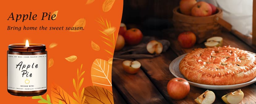 Auelife Fall Candle Set | 4 Pack Scented Candles for Home - Candle Gifts for Women Men, Soy Candles Home Scented | Autumn Fragrance of - Apple Pie/Cinnamon/Harvest/Wreath B0CC98RMFT