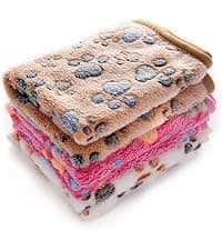 Luciphia 1 Pack 3 Blankets Fluffy Premium Fleece Pet Blanket Flannel Paw Printed Throw for Dog Cat(Small 23x16'', Grey/Brown/Blue) B09PFN1KR8