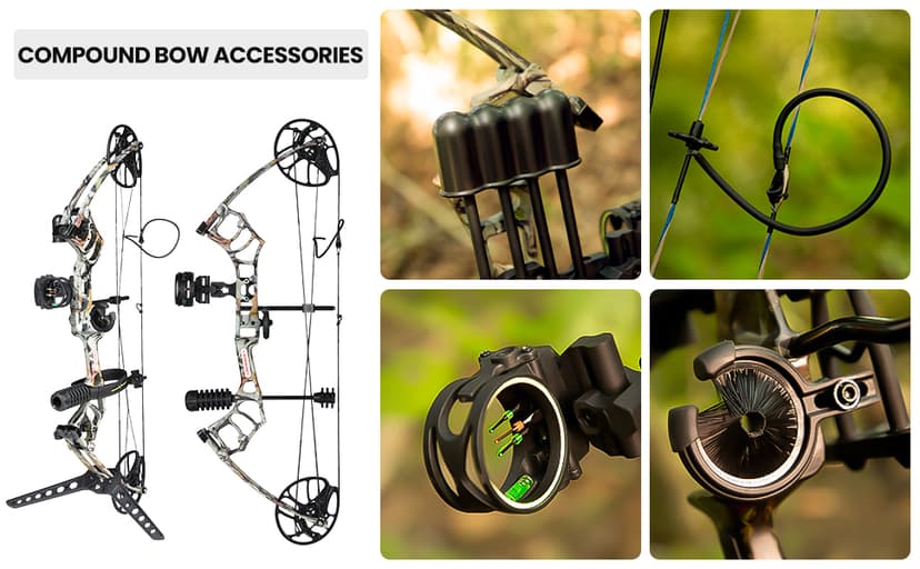 Compound Bow Package for Youth & Adults,Beginners and Women,22.5"-30" Draw Length,10-50 Lbs Draw Weight,290fps,Limbs Made in USA,Hunting Bow Archery Set
