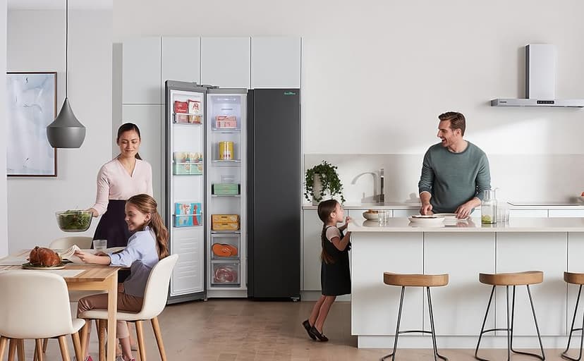 Iceblue 15.6 Cu.Ft. Side-by-side Refrigerators, 33" Full Size Refrigerator, Zoning Temperature Control Beverage Refrigerator with Freezer, Frost Free Beverage Fridge - Black Stainless Steel
