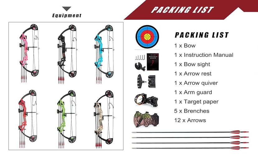 Compound Bow Archery for Youth and Beginner, Right Handed,19”-28” Draw Length,15-29 Lbs Draw Weight, 260 fps