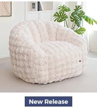 MAXYOYO Bean Bag Chair, Comfy Bean Bag Sofa with Back Support, Faux Fur Bean Bag Chair for Adults and Kids, Stuffed Floor Sofa for Living Room, Bedroom, Apartment, Beige