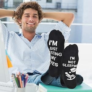 Dealswin Birthday Gifts for Men Dad Fathers Him Husband, I'm Not Sleeping I'm Just Resting My Eyes Socks