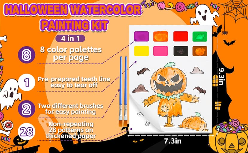 Yeolepor Halloween Crafts for Kids - Paint with Water Books and Stickers for Toddlers Mess Free Watercolor Painting Set Drawing Activities Treats Toy Halloween Gifts for Boy Girl Ages 4 5 6 7 8