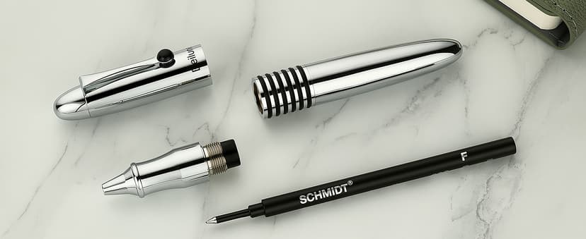 BEILUNER 320 Silver Chrome Rollerball - Stunning Luxury Pen with Chrome Finish, EDC, Heavy, Schmidt Black Ink Refill, Best Gift Set for Men & Women, Professional, Executive Office, Nice Classic Pens