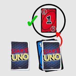 Mattel Games Liar’s UNO Card Game in Travel & Storage Tin for Adults, Kids, Families, Parties & Game Nights, Outwit Other Players with Bluffing & Trickery (Amazon Exclusive)