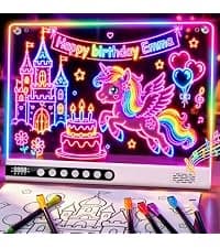 8 Colors, 8 Modes, 15 Light Effects with Music & Blue-Tooth, Doodle Neon Glow Pad Toys Gift for Girls/Boys/Kids 16" Rechargeable LED Drawing Board, Kids Birthday Christmas Gift B0GT9HHRJJ