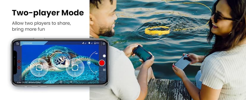 Chasing Dory Underwater Drone - Palm-Sized 1080p Full HD Underwater Drone with Camera for Real Time Viewing, APP Remote Control Purple (Yellow)