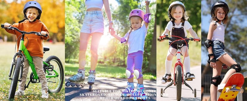 KAMUGO Kids Bike Helmet, Toddler Helmet for Ages 2-8 Boys Girls with Sports Protective Gear Set Knee Elbow Wrist Pads for Skateboard Cycling Scooter Rollerblading