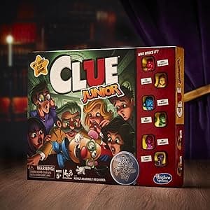 Hasbro Gaming Clue Junior Board Game for Kids Ages 5 and Up, Case of The Broken Toy, Classic Mystery Game for 2-6 Players