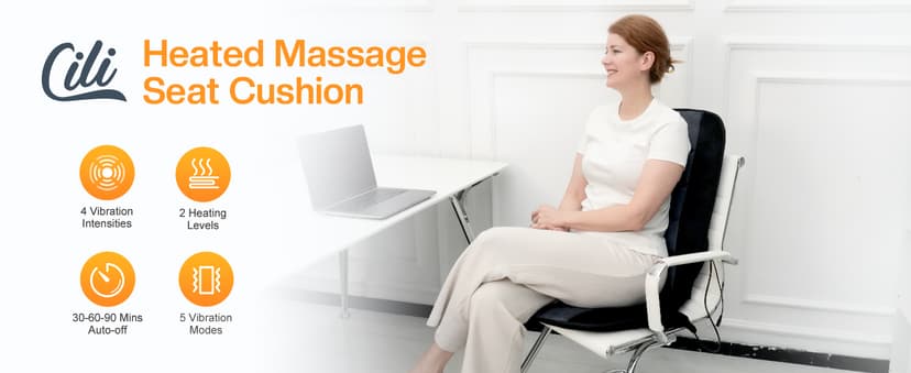 CILI Massage Chair Pad,Back Massager with Heat,Massage Seat Cushion with 10 Vibration Motors,30-60-90 Minutes Heating Options,Chair Massager for Office Chair, Home Office Use