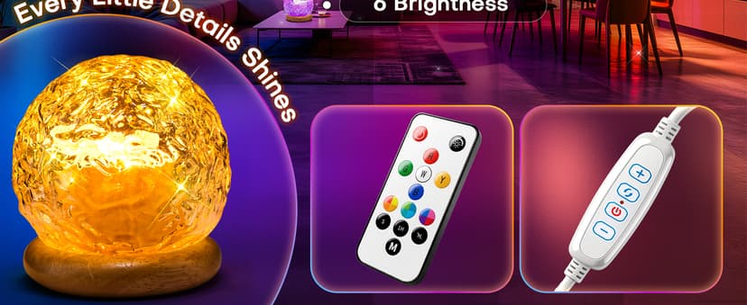 3-in-1 Sunset/Ocean/Northern, Remote, 6 Brightness, 1 Hr Timer, Made of Glass & Wood, Bedroom, Bathroom, Dorm,Halloween Light Ambient Lighting, 16 Colors Led Lights for Bedroom, Gift Ideas, Room Decor B0DG92NWYG