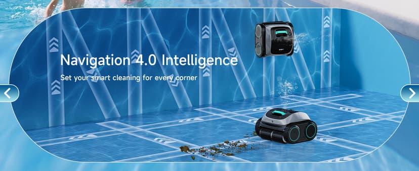 WYBOT C1 Cordless Robotic Pool Cleaner, 4-in-1 Pool Vacuum for Inground Pools & Above Ground Pool Up to 150 Mins Runtime, Power Suction with Smart Navigation & APP Control (Lake Green)