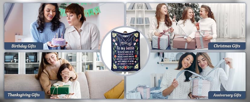 Friendship Gifts for Women, Best Friend Birthday Graduation Gifts for Women, Best Friend Blanket Gift, to My Bestie Throw Blanket for Christmas Mothers Day 60" x 50"