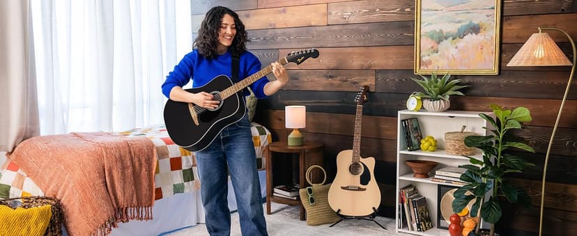 Fender California Debut Redondo Series Acoustic Guitar, Beginner Guitar, 2-Year Warranty, Black