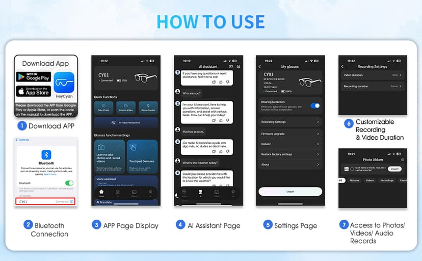 AI Translation Smart Glasses with 800W Camera, ENC Noise Cancelling Bluetooth 5.0, Real-Time Multilingual Translation (25 Languages), ChatGPT Compatible for Travel & Business (Black)