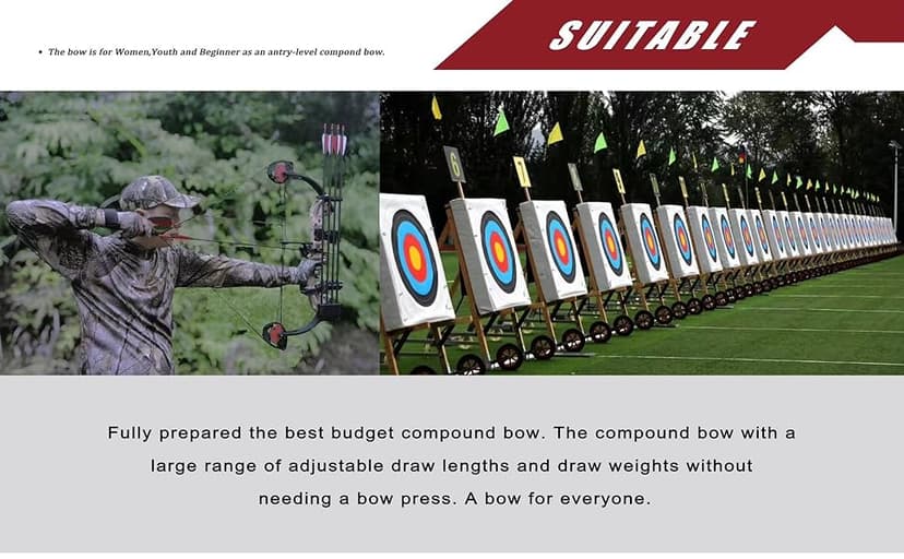 Compound Bow Archery for Youth and Beginner, Right Handed,19”-28” Draw Length,15-29 Lbs Draw Weight, 260 fps