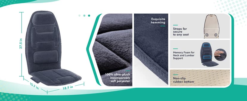 Snailax Massage Seat Cushion with Heat - Extra Memory Foam Support Pad in Neck and Lumbar,10 Vibration Massage Motors, 2 Heat Levels, Back Massager Chair Pad for Back