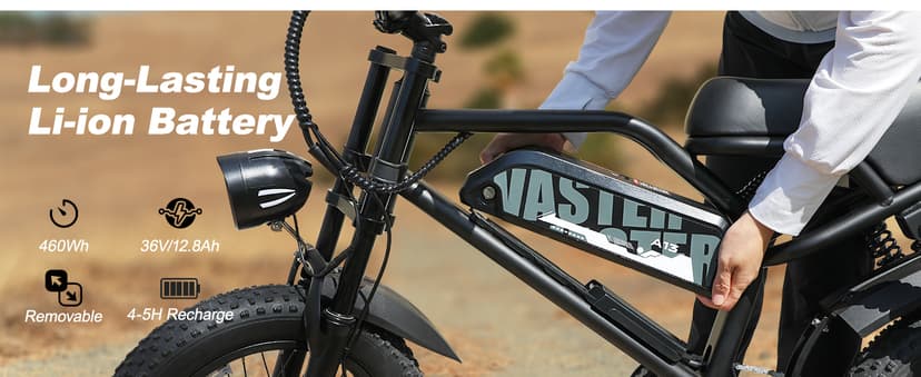 Electric Bike, 16'' Fat Tire E-Bike for Teens/Adults, 500W Small E-Bike with 36V/12.8Ah Removable Battery, Up to 22MPH, 45 Mile Range, Electric Dirt/Mountain Bike for Woman/Men A13