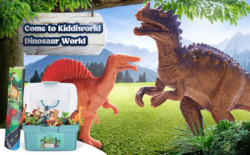 Kiddiworld Dinosaur Toys for 3 4 5 Year Old Boys Gifts, Dinosaurs Toys for Kids 3-5-7, Dino Figures Activity Play Mat Christmas Birthday Gifts for Girls Toddler Toy Age 2-4