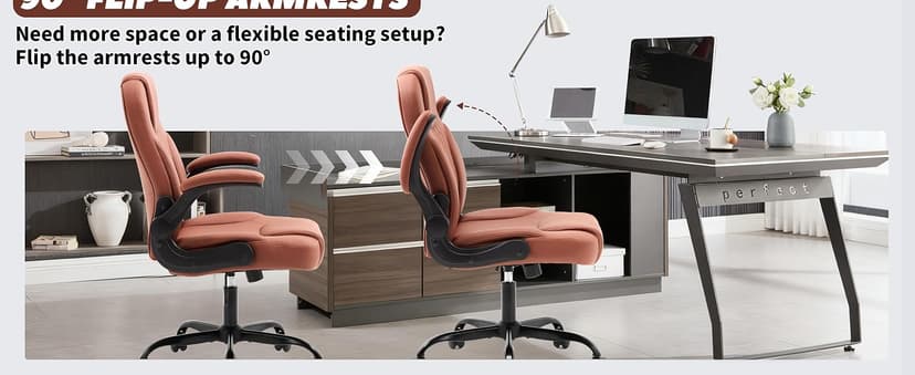 Executive Office Chair PU,Leather Office Chair with Wheels,360° Swivel Rolling Chair with Padded Arms,Ergonomic Computer Chair with Lumbar Support for Short People Use(Brown)