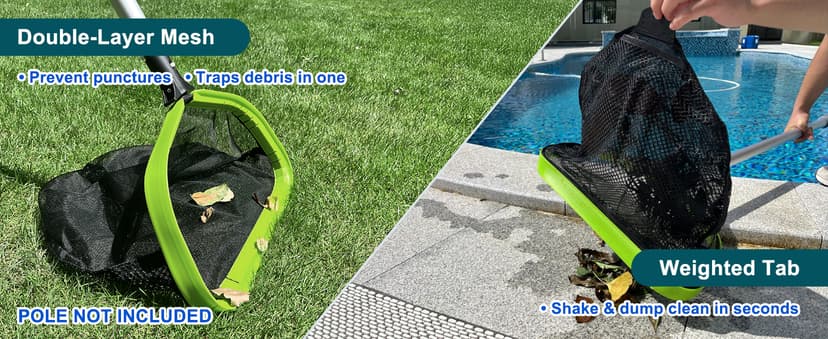 Sepetrel Pool Net,Professional Swimming Pool Leaf Skimmer Nets for Cleaning with Double-Layer Deep Big Bag,Heavy Duty Aluminum Frame & Handle Rake(Pole Not Included)