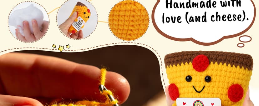 Romantic Gift For Couple Boyfriend Girlfriend Cute Handmade Crochet Pizza For Anniversary Valentine’s Day Love Gifts For Husband Wife Partner Small Birthday Gift Idea for Couples Pizza Decor