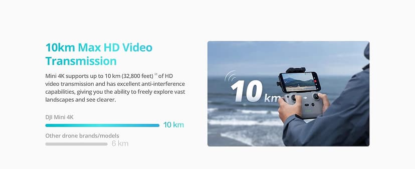 DJI Mini 4K, Drone with 4K UHD Camera for Adults, Under 249 g, 3-Axis Gimbal Stabilization, 10km Video Transmission, Auto Return, Wind Resistance, 1 Battery for 31-Min Max Flight Time