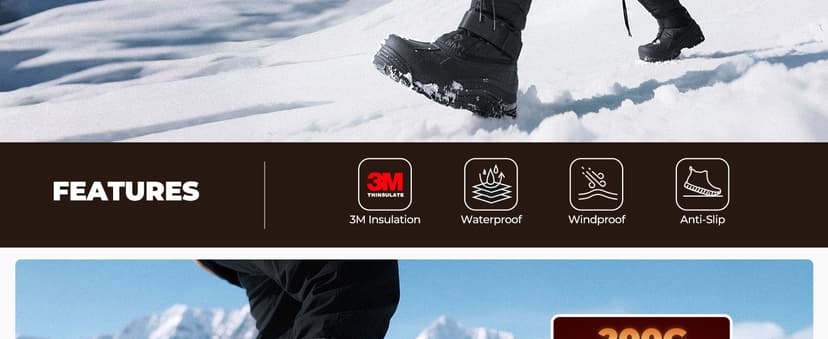 NORTIV 8 Men's Waterproof Winter Snow Boots Insulated Fur Liner Lightweight Outdoor Tall Boots