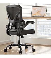 Ergonomic Office Chair, 330LBS Desk Chair with 3-Level Lumbar Support & Headrest, Breathable Mesh Backrest, Flip-Up Armrests for Home Office and Gaming, Black