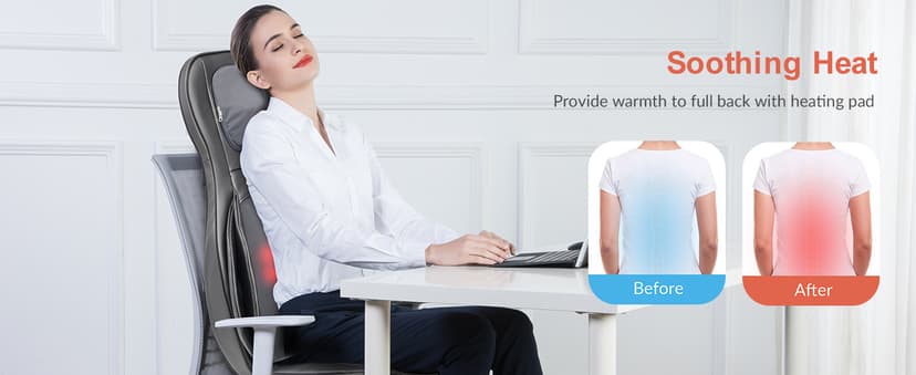 COMFIER Massager Chair with Heat, Shiatsu Neck Back Massager Portable with Compression & Rolling,Massage Chair Pad for Neck & Back for Muscle Tension Relief, Father Day Gift