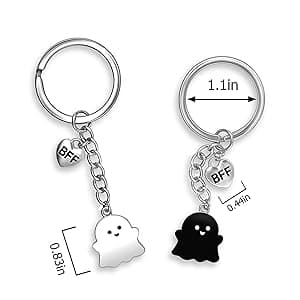 Best Friend Birthday Gifts for Women Funny Cute Ghost Keychain Bestie Gifts Long Distance Stuff for 2 with Card