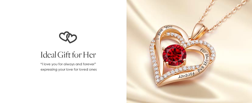 CDE Forever Love Heart Necklaces for Women, Wedding Anniversary, Birthday Mothers Day Gifts for Mom, Mother, Wife, Girlfriend, S925 Silver Jewelry with Birthstone Pendant