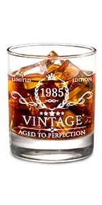40th Birthday Gifts for Men Whiskey Glass Set - 40th Birthday Decorations, Party Supplies - 40 Year Anniversary, Bday Gifts Ideas for Him, Dad, Husband, Friends - Wood Box & Whiskey Stones & Coaster