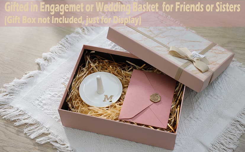 HOME SMILE Ring Holder Printed Ring,Engagement Engaged Wedding Bridal Gifts for Newly Engaged Friend,Daughter, Sister,Newlyweds,BFF