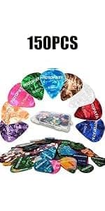 60 Pack Guitar Picks with Organizer Storage Box, 0.5 0.58 0.75 0.84 1.0 1.2mm Includes Thin Medium Heavy Thickness, Variety Colorful Celluloid Plectrums for Bass Electric Acoustic Guitars Ukulele