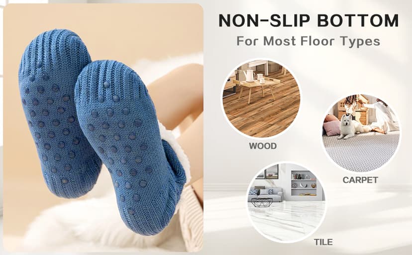 Unisex Fluffy Fuzzy Warm Slipper Socks for Men Women, Thick Fleece Lined Non-Slip Socks Indoor Floor B0DCS3T47Z