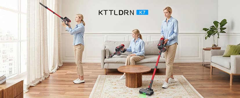 Cordless Vacuum Cleaner, 500W 45Kpa 60Mins Stick Vacuum Cleaner for Home, Self-Standing Vacuum with 1.5L Dust Cup and HEPA Filter, Anti-Tangle Brush for Hardwood Floors, Carpets, and Pet Hair