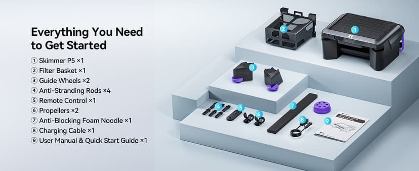 Solar-Powered Robotic Pool Surface Skimmer Cleaner with 24/7 Continuous Cleaning and Re-Engineered Twin Salt Tolerant Motors, Dual Charging,Smart Obstacle Avoidance, 150-um Filtration