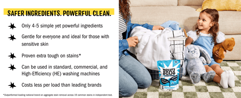 Molly's Suds Original Laundry Detergent Powder | Clean Laundry Detergent Powder for Sensitive Skin | Simple, Effective Ingredients, Stain Fighting | 120 Loads (Unscented)