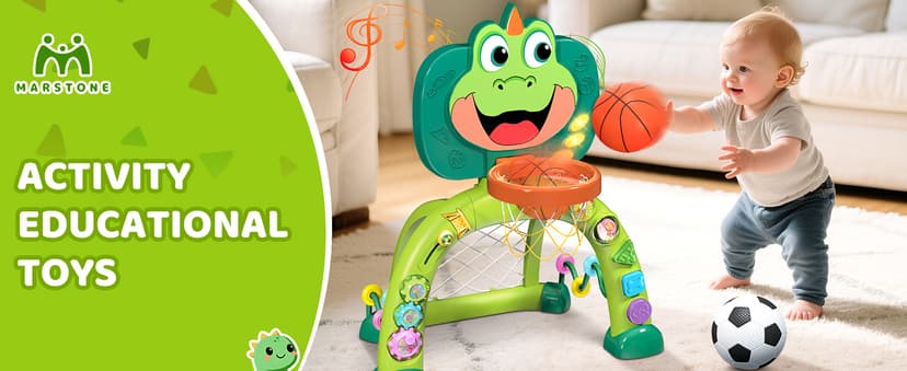 Boy Girl Toys for 12-18 Months with Sound Music, Interactive Learning Birthday Gift for Kids Marstone Toddler Basketball Hoop Soccer Goal Activity Toy for 1-3 Years Old B0FF9X3J72