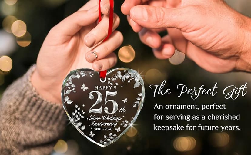 25th Wedding Anniversary Ornament 2001–2026, Silver Anniversary Wedding Gifts Keepsake, 25 Year Anniversary Marriage Gift for Couple, Wife, Husband B0G8KSNVCM