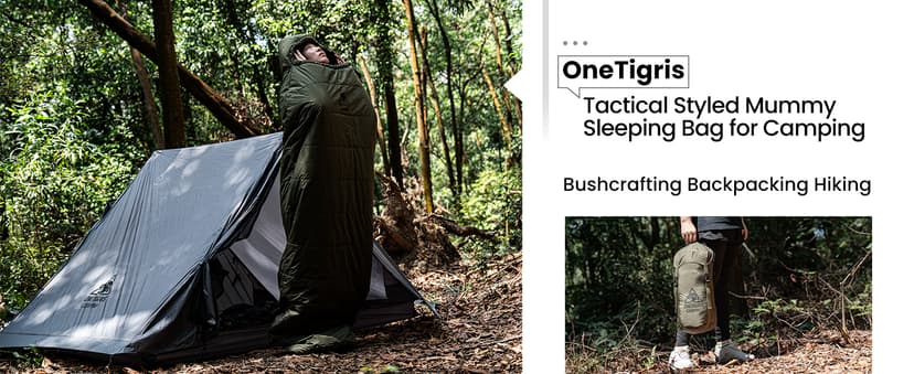 OneTigris Bushcrafter’s Sleeping Bags, Mummy Sleeping Bag for Camping Hiking Backpacking, Survival Gear