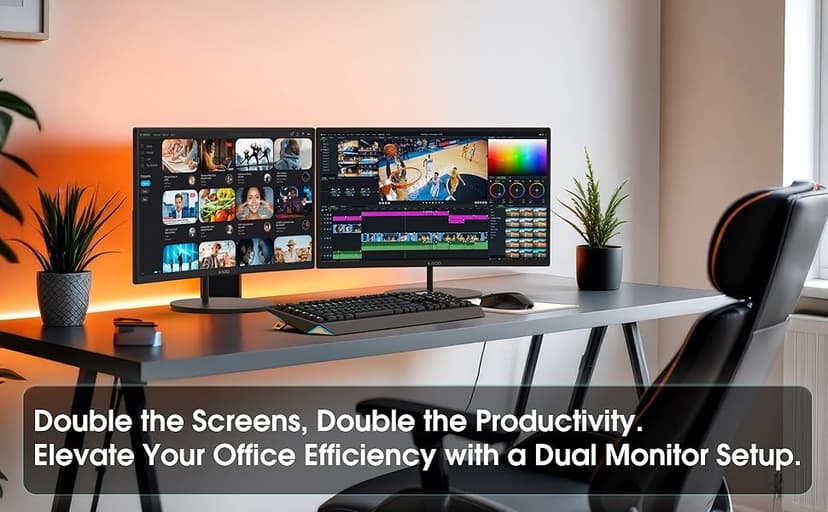 Kado Dual Monitor Setup - 2-Pack 24" Curved 1920x1080 Computer Monitor 1500R 75Hz VESA Mount HDMI Office Gaming Hybrid Built-in Speakers (C24X Dual Series)