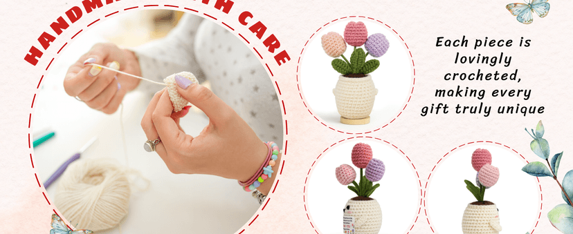 Gifts for Friends, Bestie, BFF, Bestfriend, Female, Girls - 5.51'' x 4.13'' Knitted Positive Tulip Friend Crochet Doll Best Friend Friendship Gifts for Women, Christmas Birthday Gifts for Bestie B0GCZ9SFXD