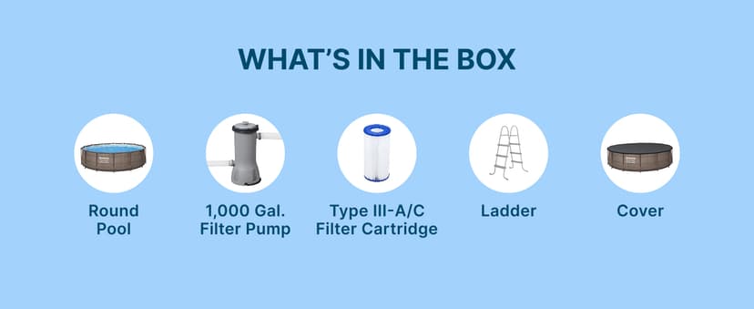 Bestway Power Steel 14’ x 42” Round Above Ground Outdoor Backyard Swimming Pool Set with 1,000 GPH Filter Pump, Ladder, and Pool Cover