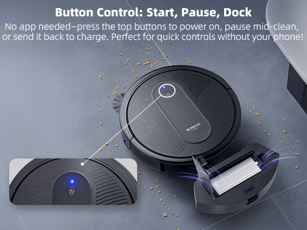 MONSGA Robot Vacuum Cleaner, 4000Pa Powerful Suction Robotic Vacuum, 3.2" Super-Slim, 140Min Runtime, Vacuum Robot for Hard Floor/Low Pile Carpet/Pet Hair, Remote/App/Voice Control, Schedule Clean
