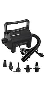 Electric Air Pump Portable 460W Quick-Fill Air Pump Air Flow 45CFM 2.1PSI with Hose 5 Nozzles 120V AC Inflator Deflator Pump for Air Mattress Air Bed Inflatable Cushion Boat Swimming Ring