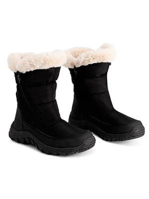 POLAR Womens Memory Foam Twin Zip Opening Pull On Nylon Waterproof Thick Faux Fur Lined Winter Rain Snow Boots