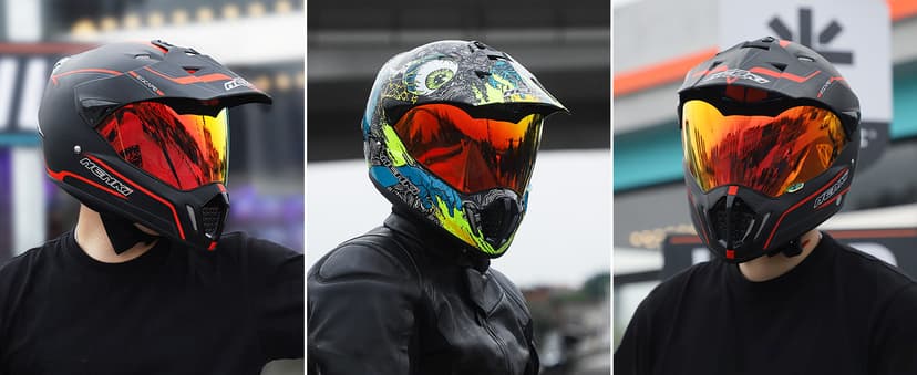 Dirt Bike Helmets ATV MX Motocross Four Wheeler Helmets for Adults Dual Sport Off Road Motorcycle Helmets for Men Women Full Face Helmet Dot Approved Color Red Shield